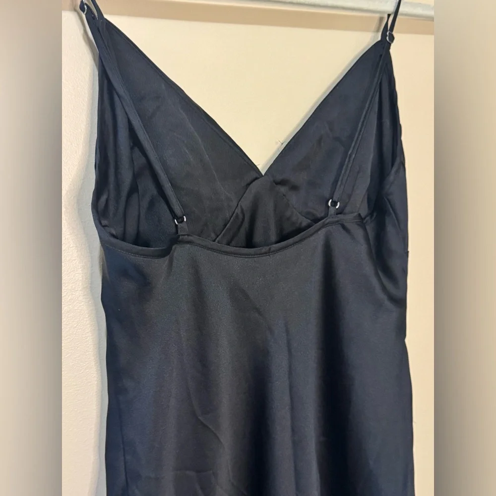 Abercrombie & Fitch Rushed Satin Slip Mido Dress | XSmall | Black